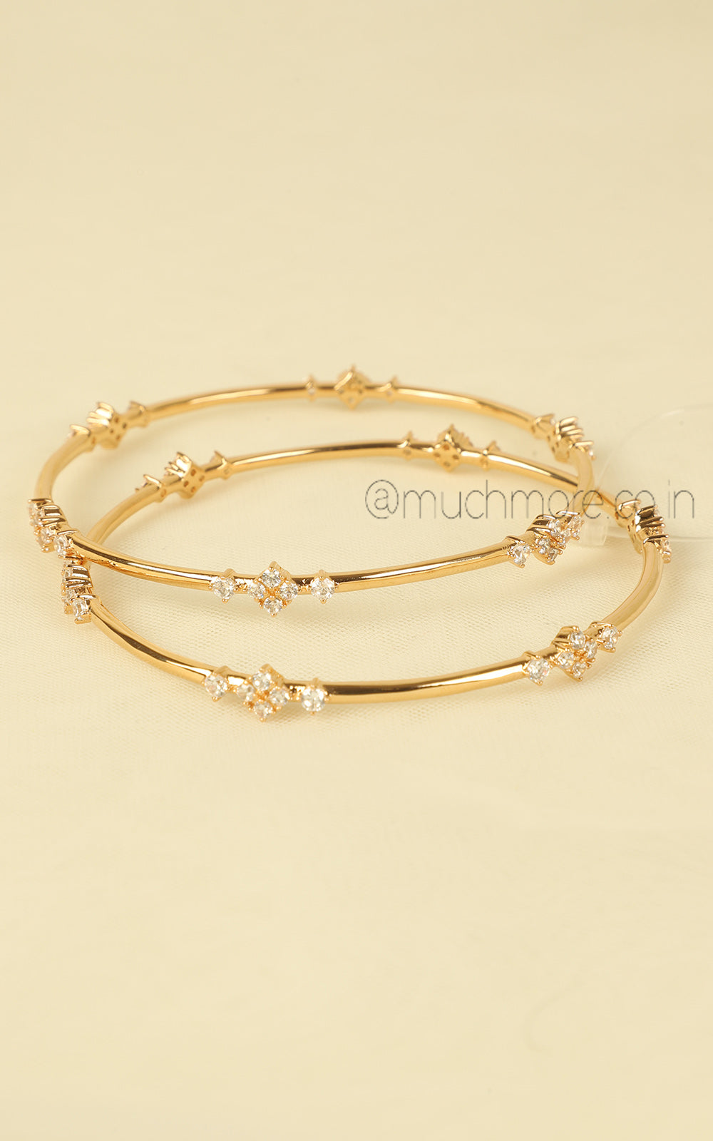 Lightweight Sleek American Diamond Gold Polish Bangles
