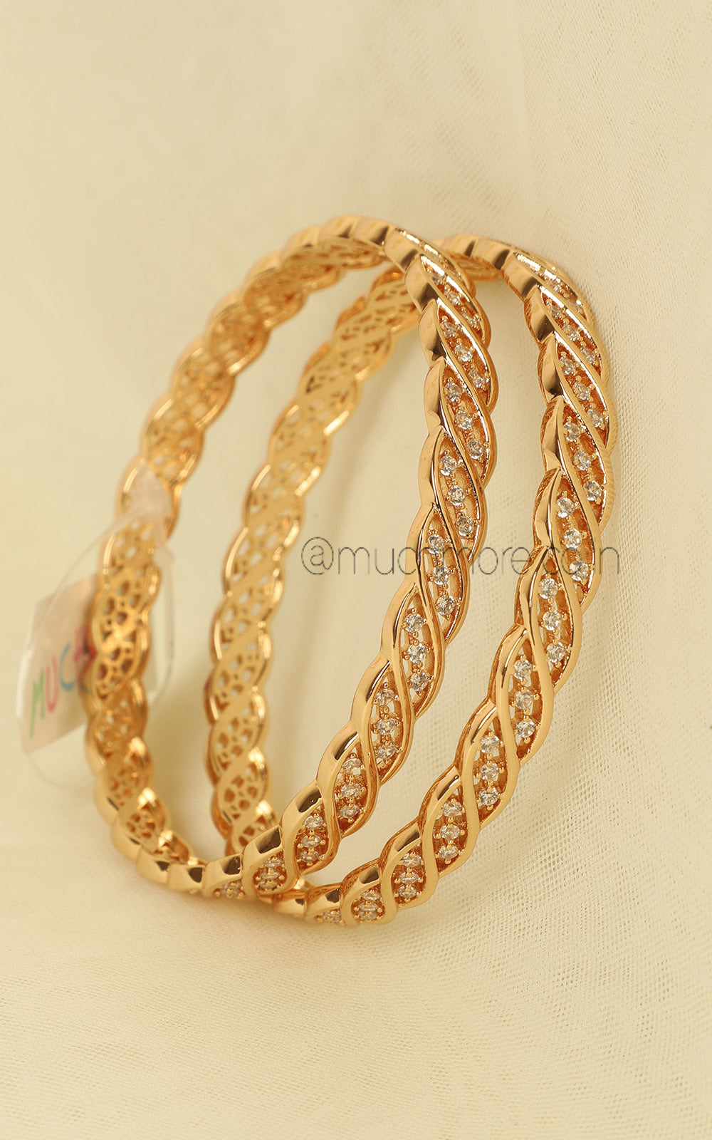 Fine Craftsmanship Gold Polish AD Bangles Buy At Much-More