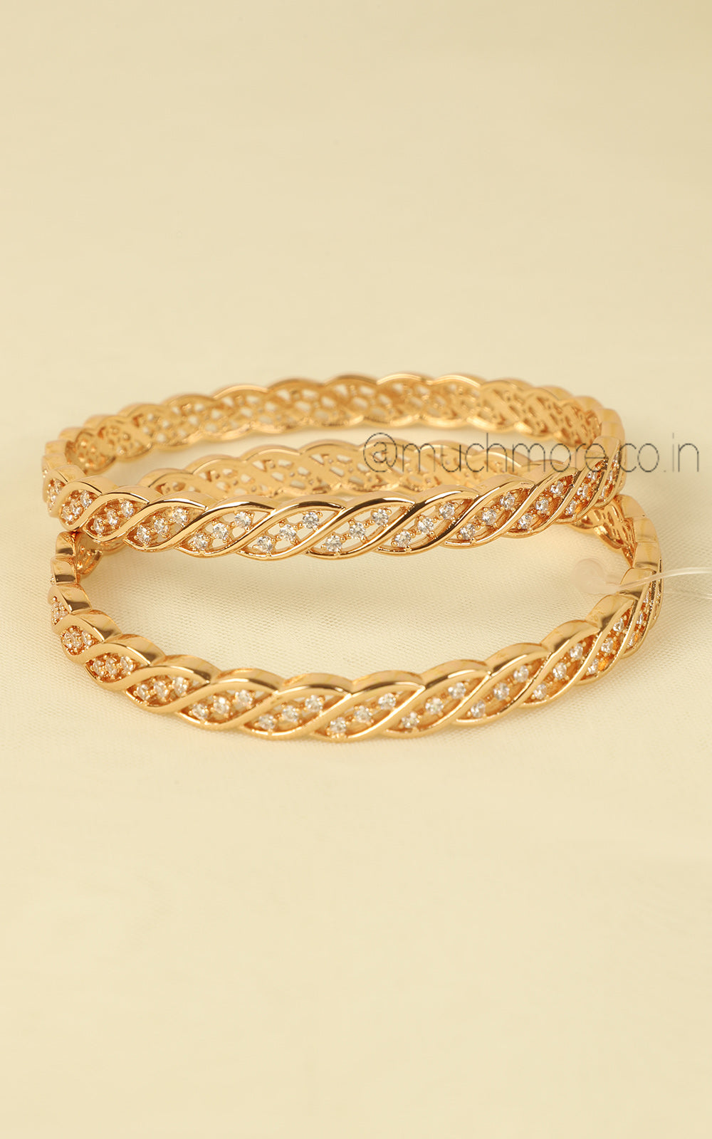 Fine Craftsmanship Gold Polish AD Bangles Buy At Much-More