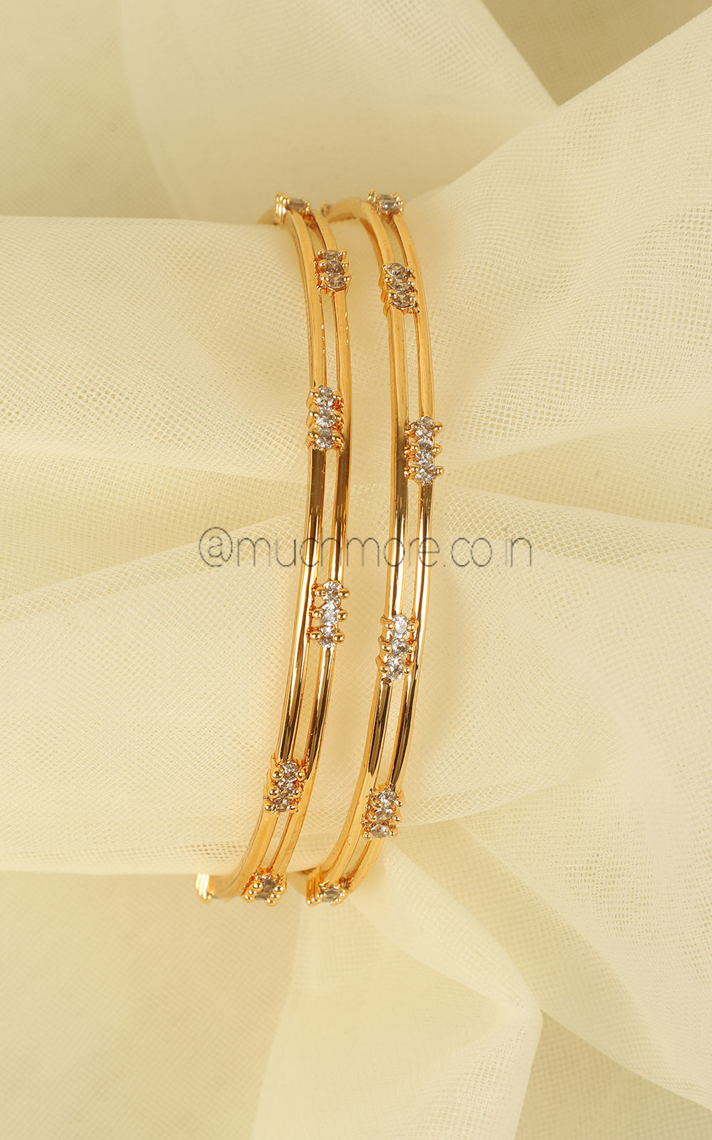 Shop Elegant Diamond Zircon Gold Polish Bangles Online