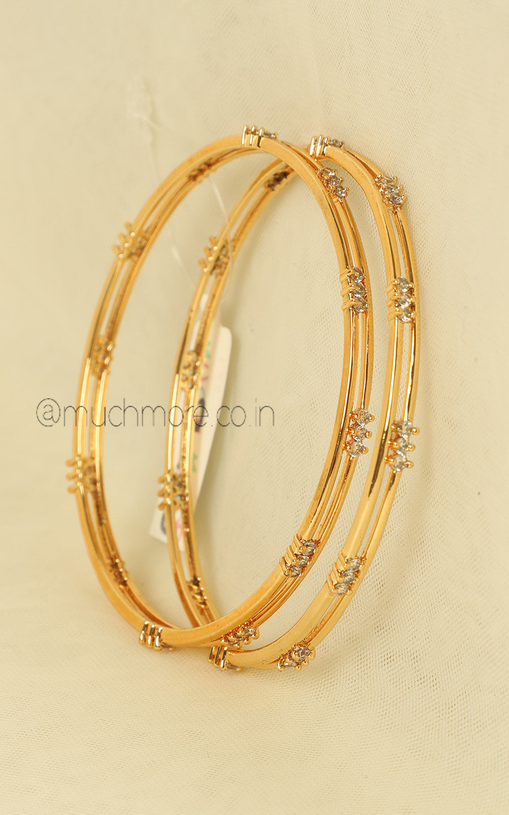 Shop Elegant Diamond Zircon Gold Polish Bangles Online