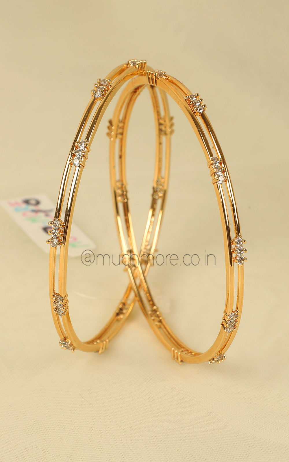 Shop Elegant Diamond Zircon Gold Polish Bangles Online