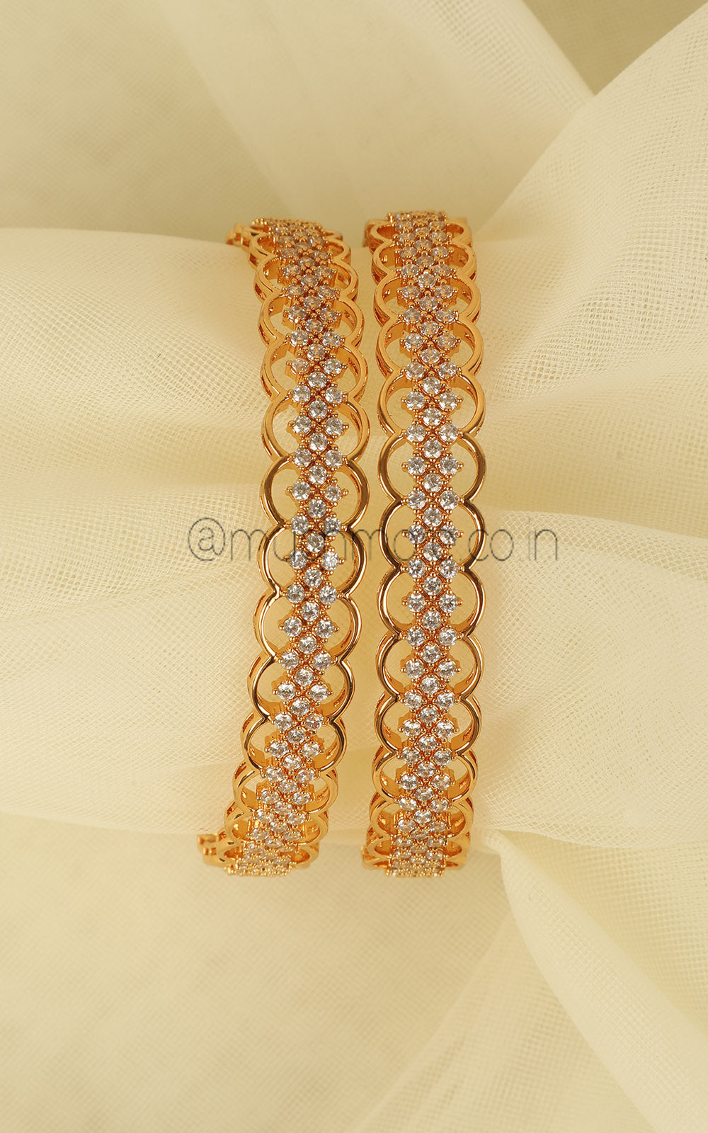 Trending Diamond Zircon Gold Polish Party Wear Bangles