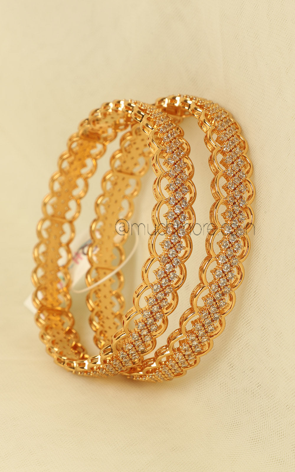 Trending Diamond Zircon Gold Polish Party Wear Bangles