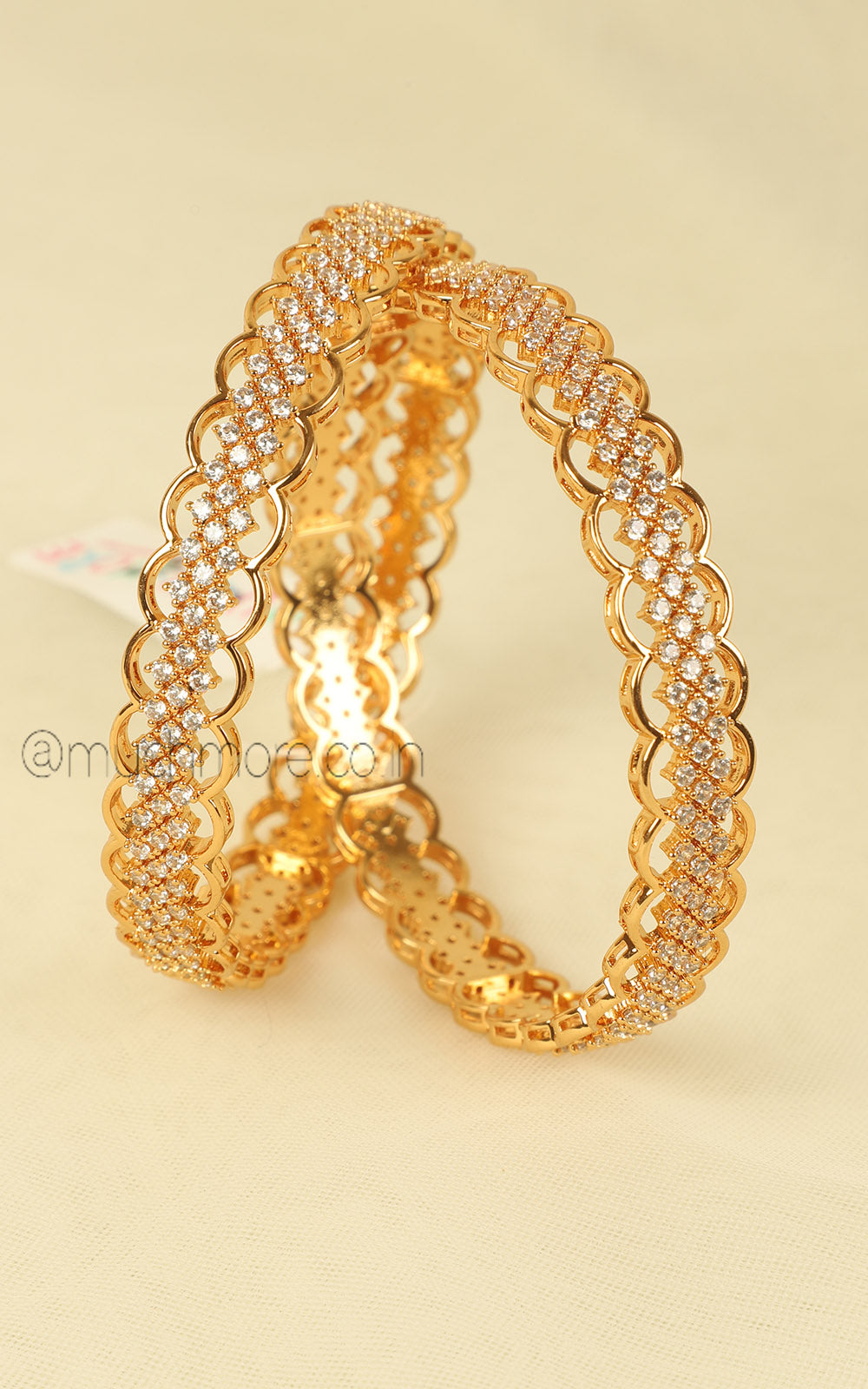 Trending Diamond Zircon Gold Polish Party Wear Bangles