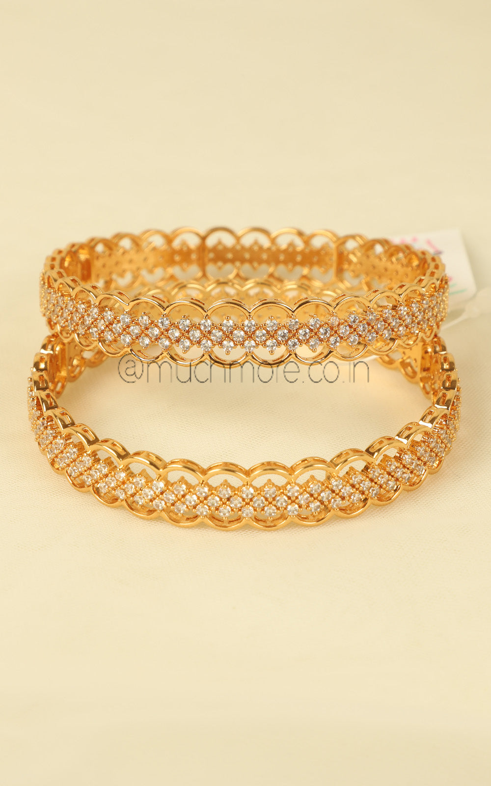 Trending Diamond Zircon Gold Polish Party Wear Bangles