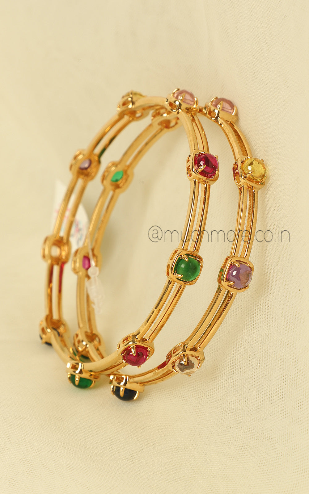 Multi Color Gold Polish AD Bangles For Festive & Party Wear