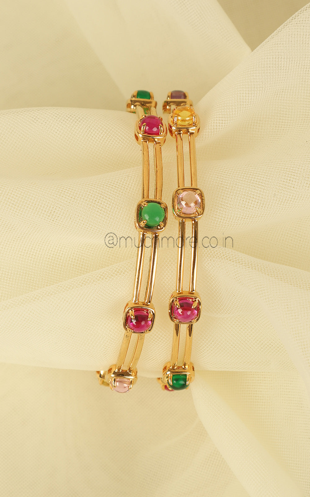 Multi Color Gold Polish AD Bangles For Festive & Party Wear
