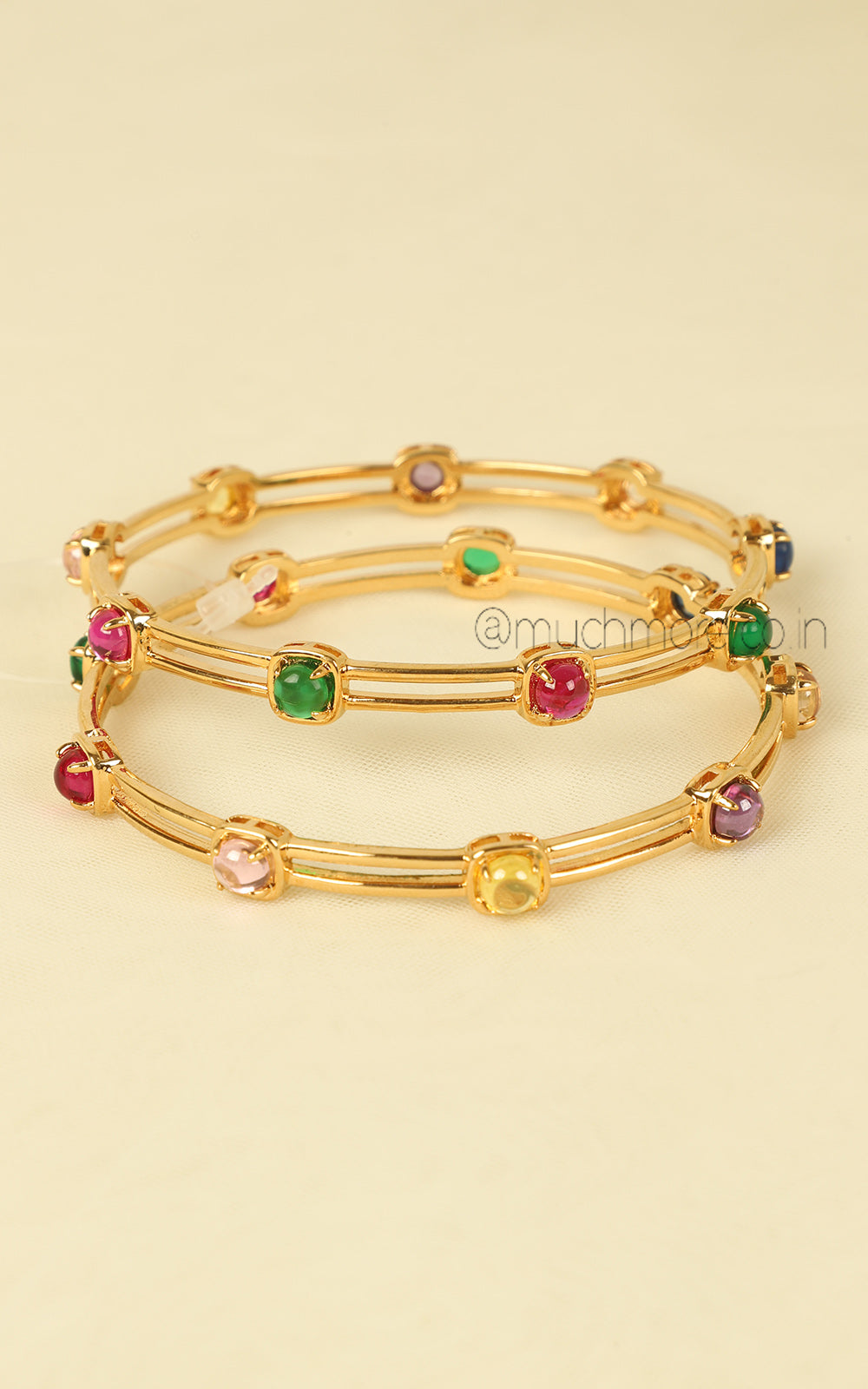 Multi Color Gold Polish AD Bangles For Festive & Party Wear