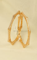Octagon Shape  Jali Work Gold Polish Zircon Bangle Set