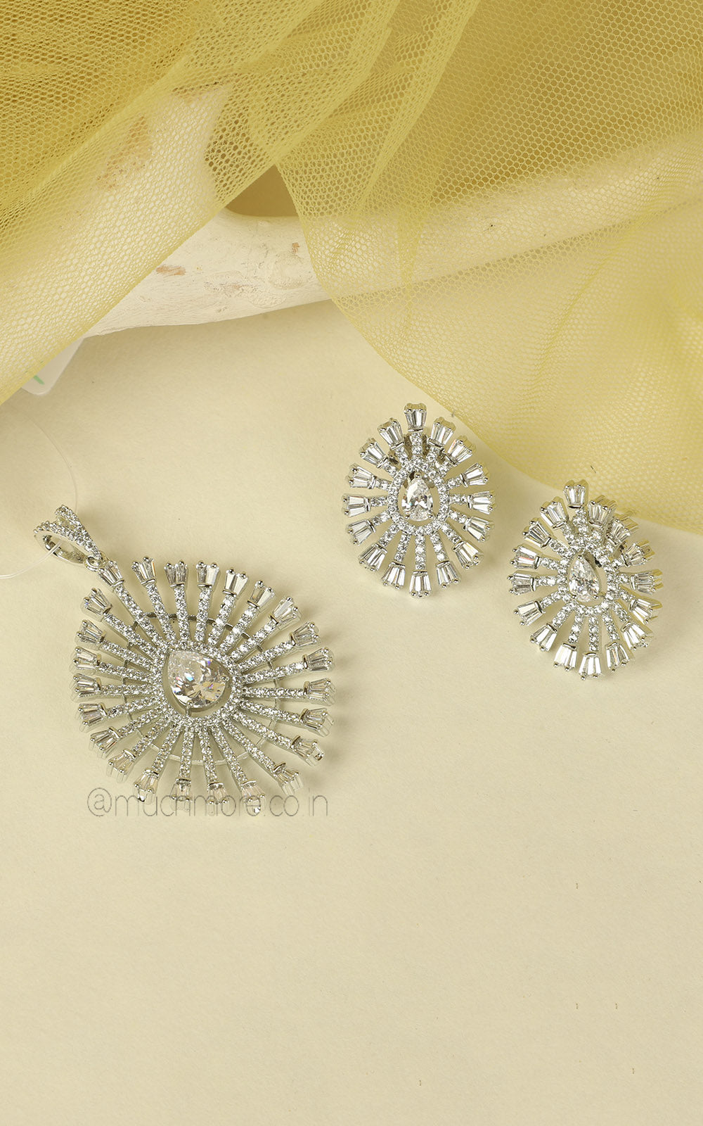 All White Western Style American Diamond Pendant For Women