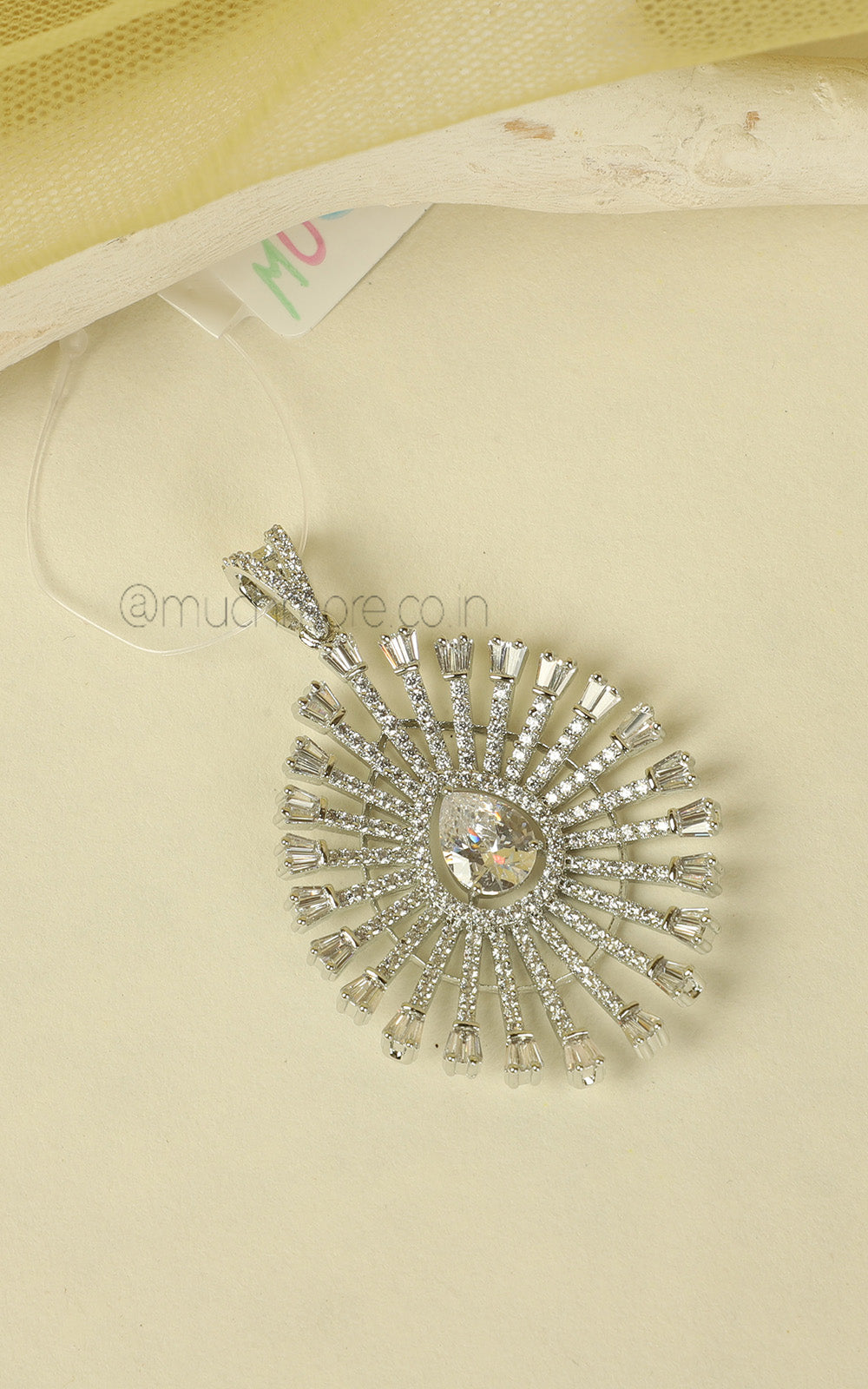 All White Western Style American Diamond Pendant For Women