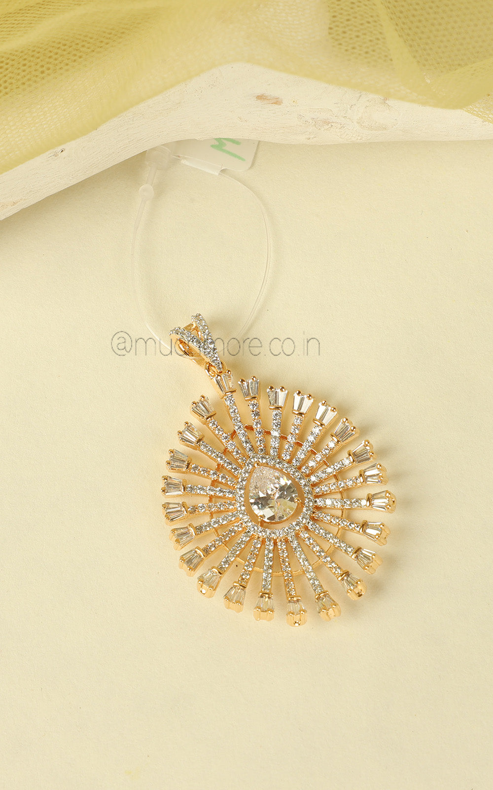 Western Style American Diamond Gold Polish Pendant For Women
