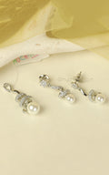 Trendy Silver Polish American Diamond With Pearl Hanging Pendant