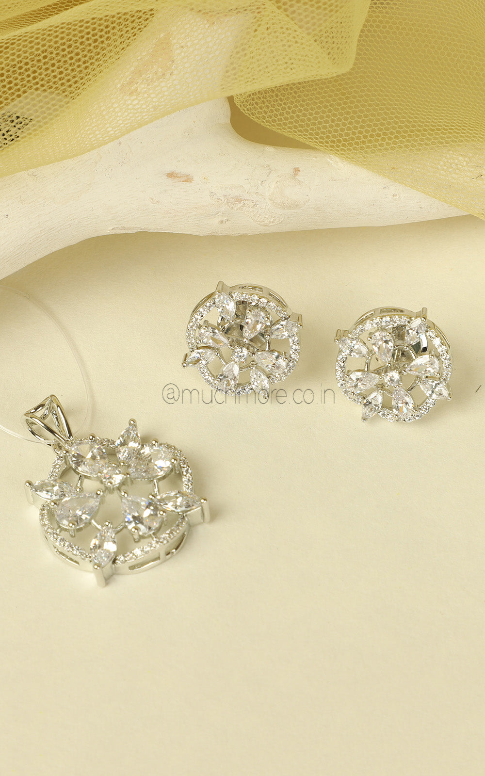 Office Wear American Diamond Small Pendant For Women