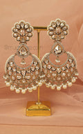 Oversized Light Gold Chandbali Latest Design Pearl Earrings