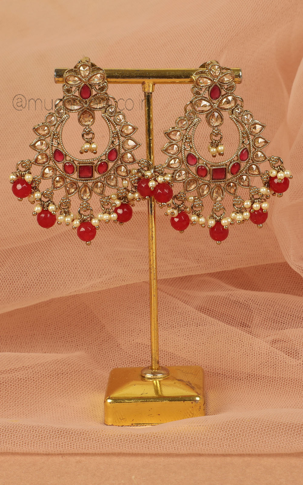 Ethnic Antique Gold Look Ruby Earrings Online India
