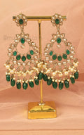 Over Sized Traditional Earrings With Emerald Green Drops