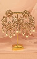 Long Antique Gold Pearl Traditional Earrings For Women