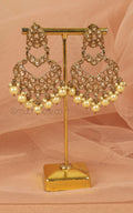 Reverse AD Champagne Color Earrings With Pearl Drops