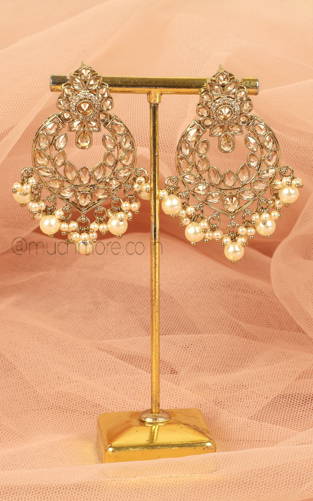 Ethnic Antique Gold Pearl Earrings For Women