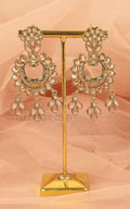 Ethnic Antique Gold Light Pink Earrings For Women