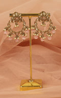 Cute Little Baby Pink Antique Gold Polish Women Earrings