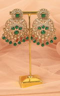 Wedding Antique Gold Emerald Green Earrings Online India