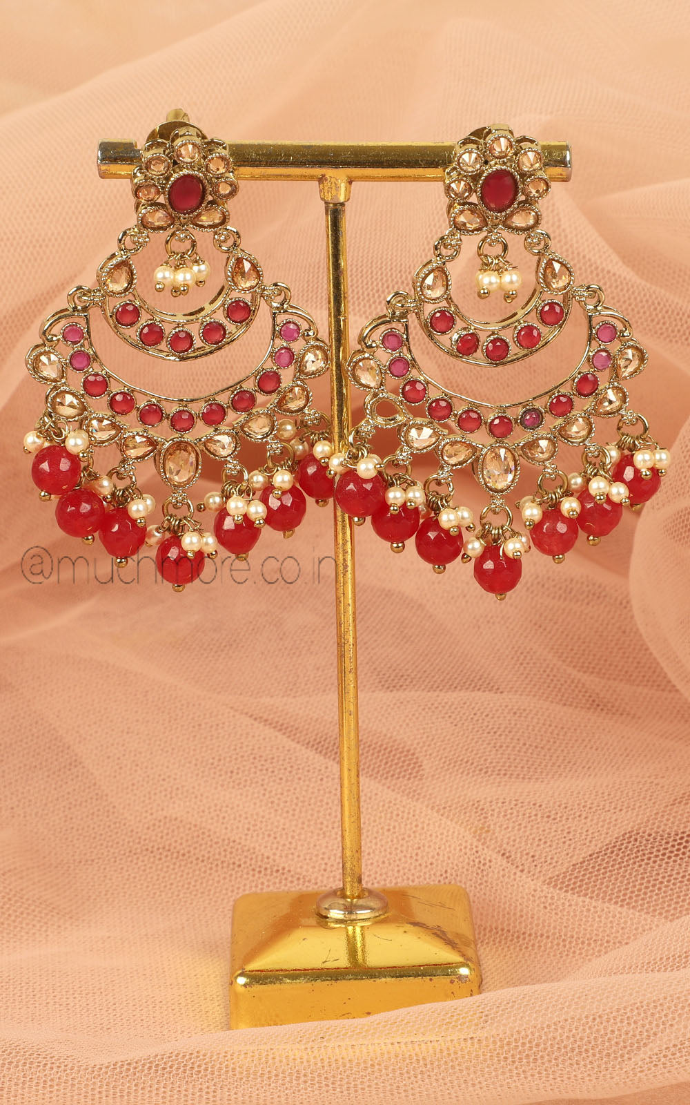 Antique Gold Ruby And Champagne Earrings At Much More