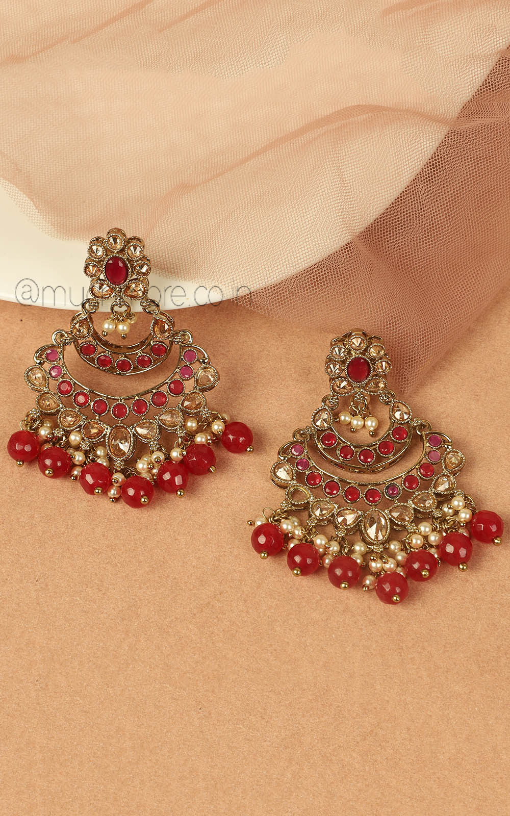 Antique Gold Ruby And Champagne Earrings At Much More