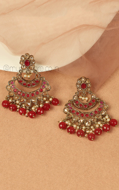 Antique Gold Ruby And Champagne Earrings At Much More