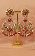 Ruby Drop Antique Gold Polish Earrings In Big Size