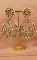 Antique Gold Mint Green Traditional Earrings For Women