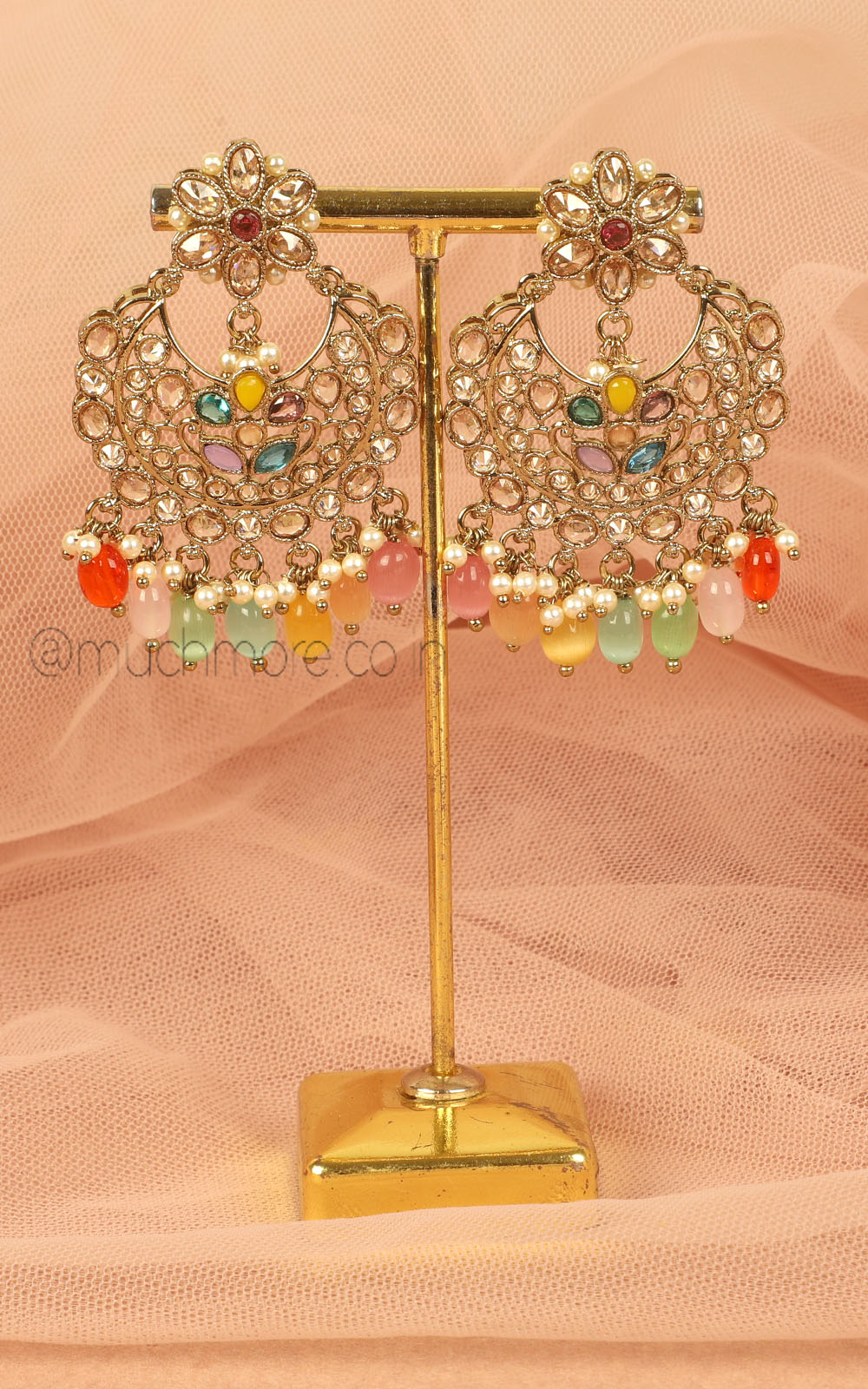 Buy Now Multi Color Antique Gold Polish Women Earrings