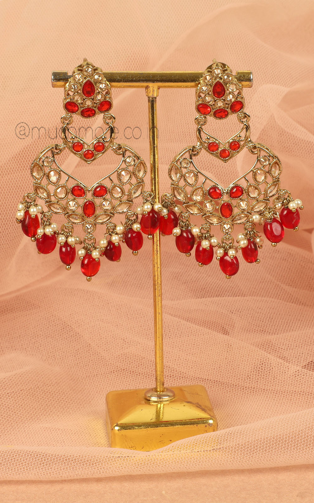 Long Antique Gold Ruby Women Earrings Buy Now Online