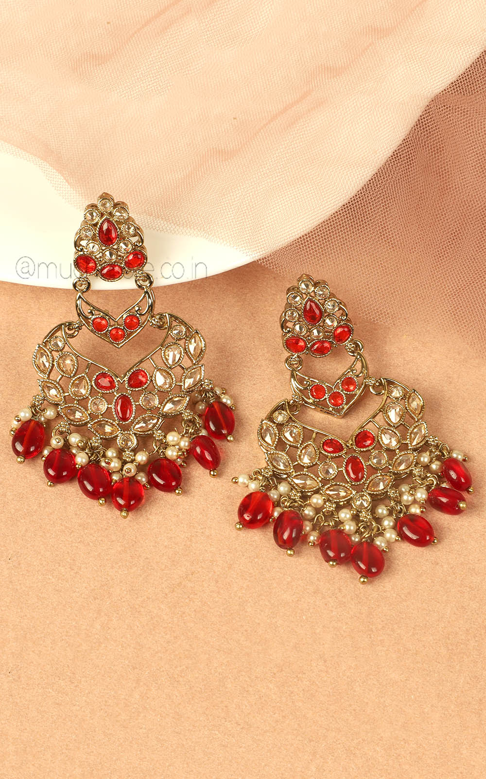 Long Antique Gold Ruby Women Earrings Buy Now Online
