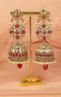 Ruby Color Over Size Reverse AD Women Jhumka Earrings