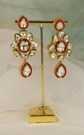 Ruby Kundan Long Earrings | Gold Polish | Hanging
