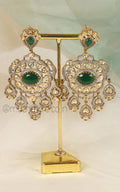 Bridal Emerald Green Earrings With Kundan & Diamond In India