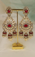 Ruby Color Earrings Kundan With Diamond Fusion Earrings Jewellery