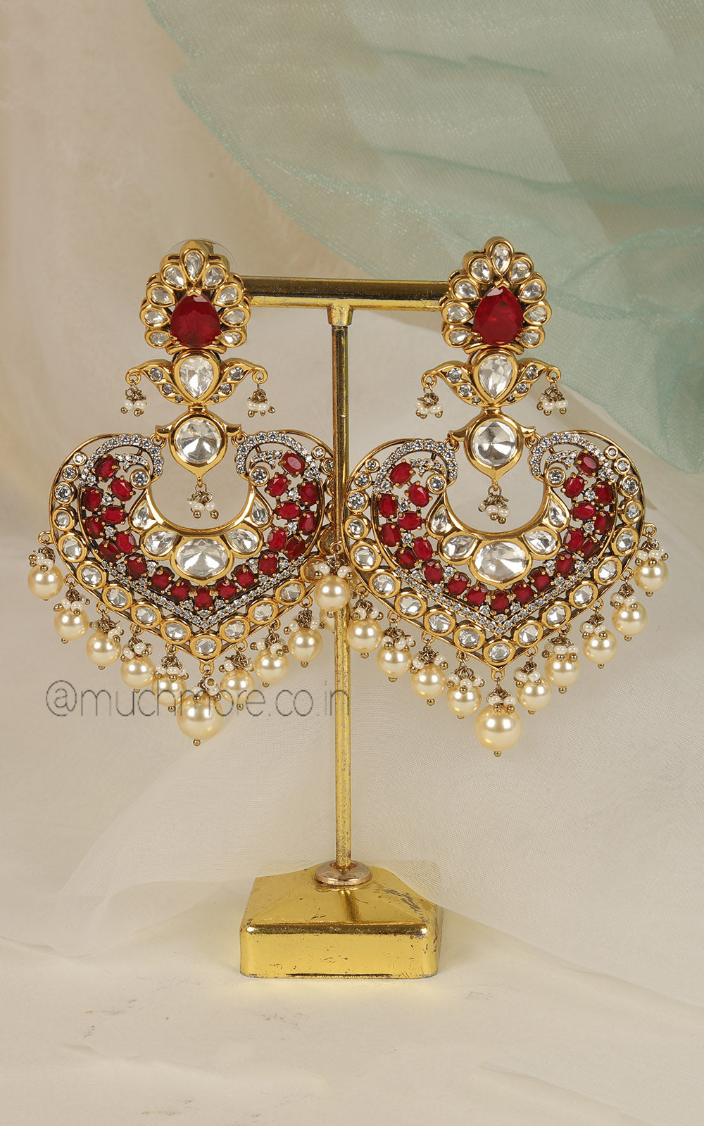 Ethnic Kundan With Diamond Ruby Earrings Online In India