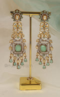 Mint Green Trending Earrings Kundan Diamond Fusion Earrings