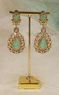 Statement Mint Green Doublet Party Wear Polki Earrings