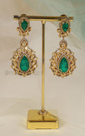 Graceful Timeless Emerald Green Doublet Polki Earrings