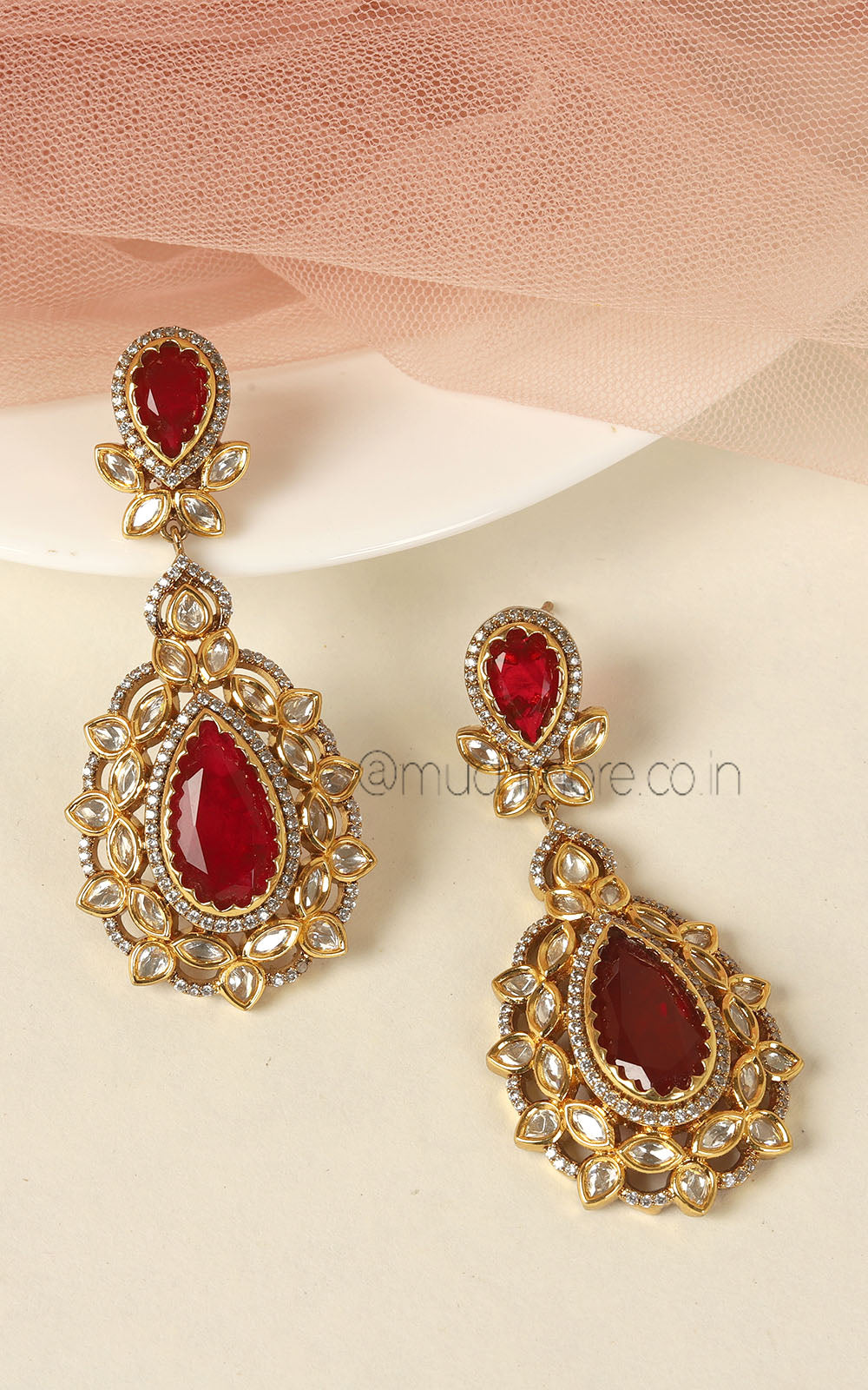 Ethnic Fusion Earrings With Doublet Polki Buy Online In India