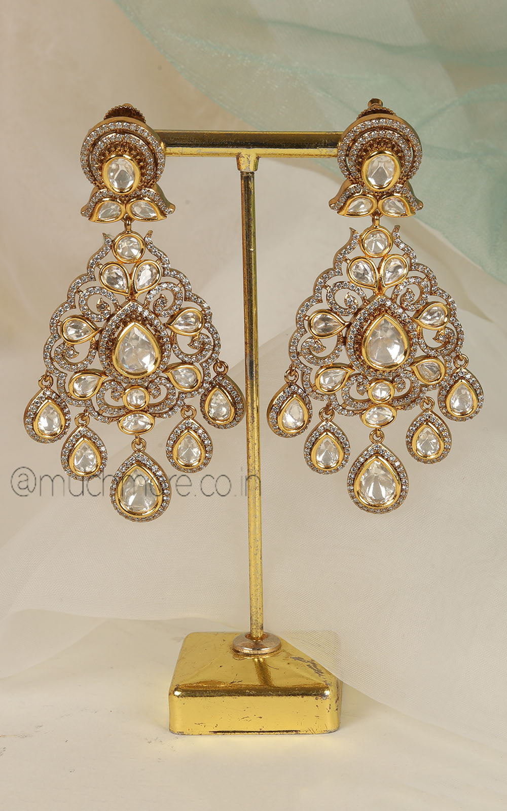 Much More Premium Quality Polki Gold Polish Ethnic Earrings