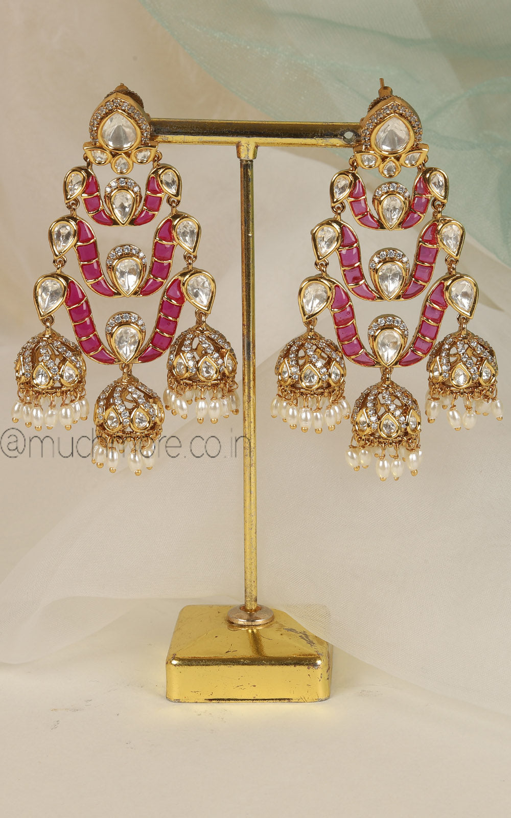 Bold Statement Stunning Kundan Diamond Ruby Earrings