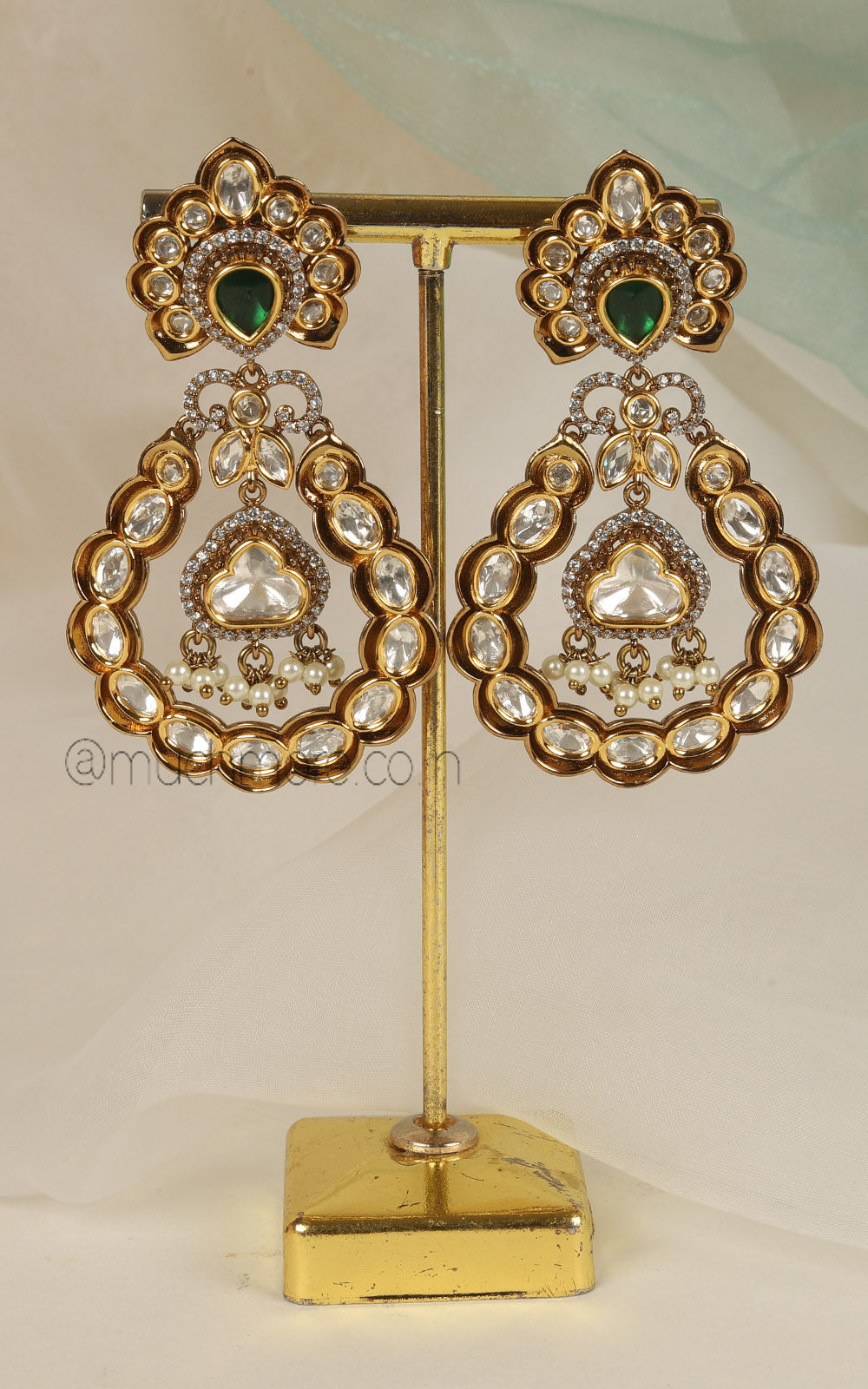 Gold Polish Ethnic Kundan Earrings Buy At Much More