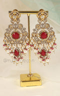 Bold And Eye-Catching Ruby Earrings With Intricate Kundan Work