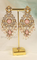 Bold And Eye-Catching Pink Earrings With Intricate Kundan Work
